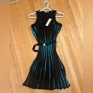 Blue and black knit Versace Collection dress as L